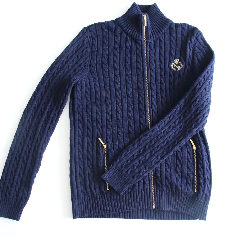 Lauren Ralph Lauren Cable-Knit Zip-Up Sweater (L)